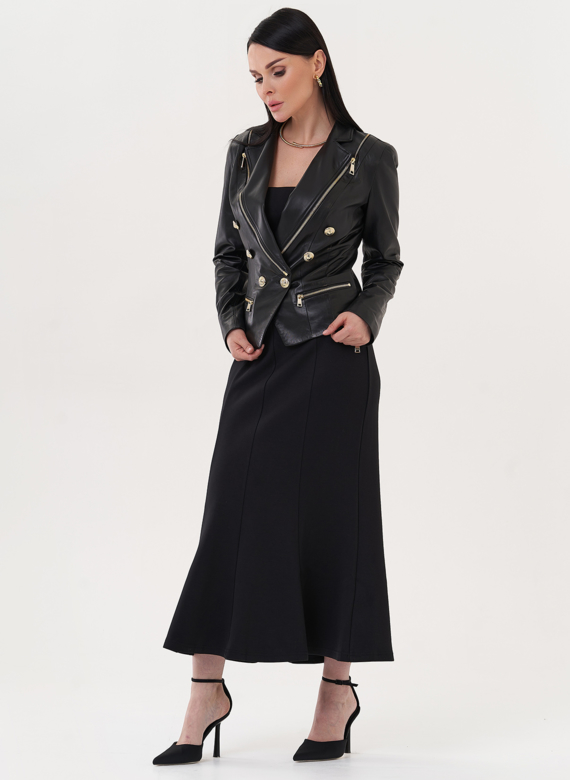 Куртка из натуральной кожи с акцентными пуговицами