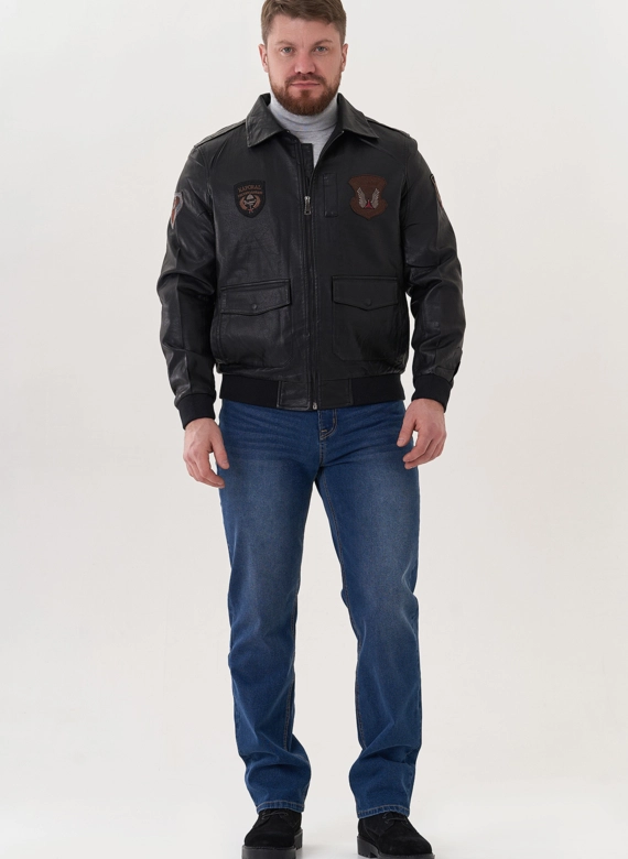 Мужская куртка из эко кожи черного цвета