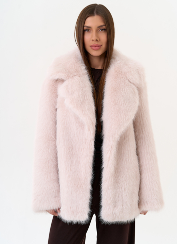 Женская шуба из эко меха с английским воротником 