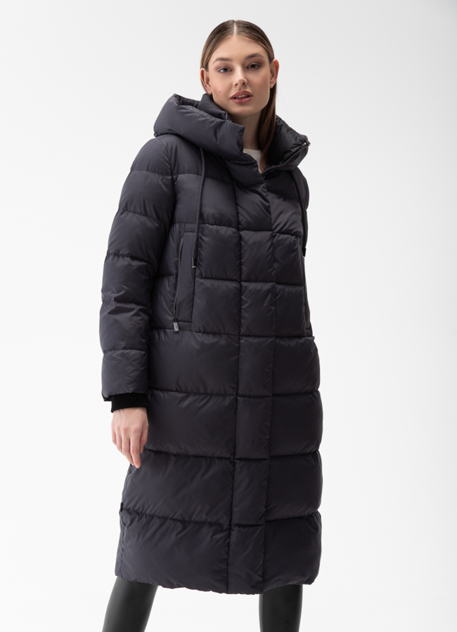 Пуховик женский с капюшоном  модель № 28010 меха малина