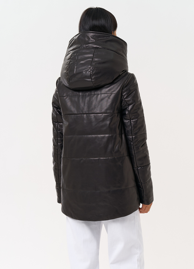 Теплая куртка из натуральной кожи модель № 75324 в кредит