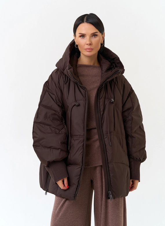 Женский пуховик с капюшоном фото