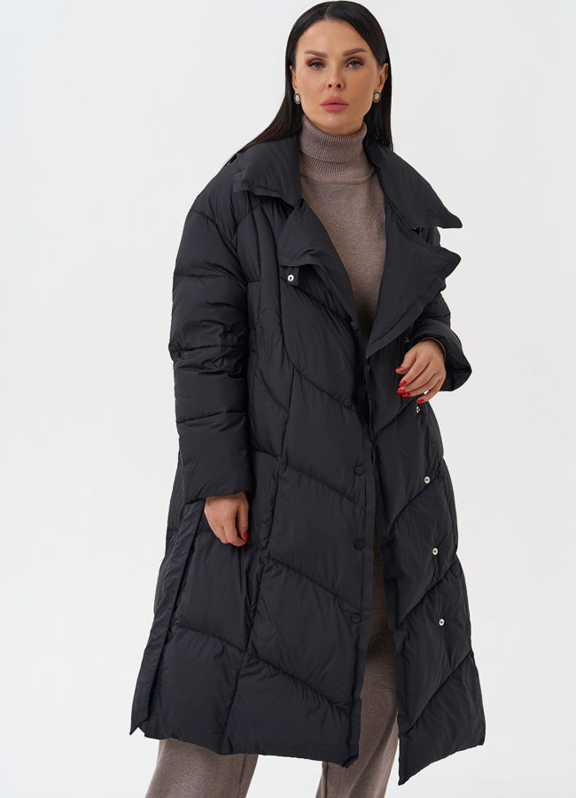 Женский пуховик с капюшоном  модель № 28962 универмаг малина