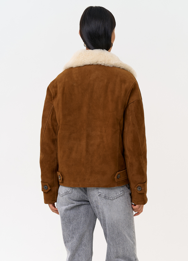 Пуховик из натуральной замши с мехом модель № 31409 в кредит