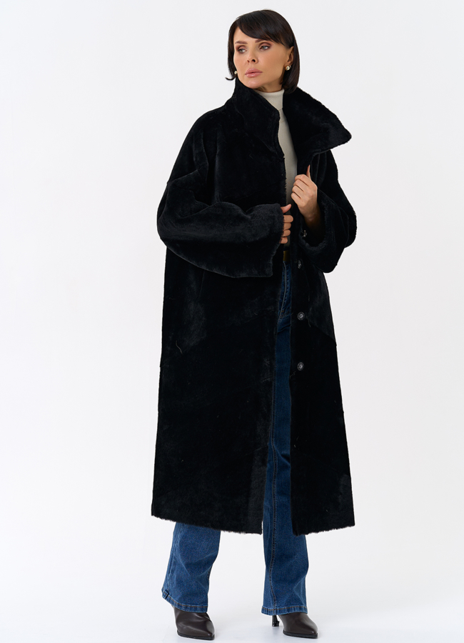 Женская натуральная дубленка черного цвета модель № 31915 универмаг малина