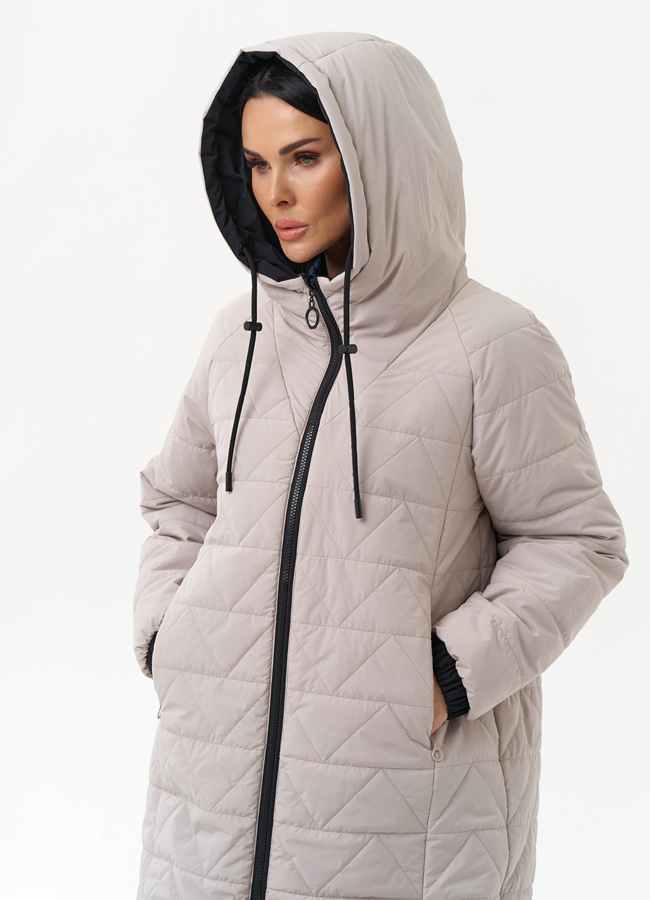 Женская удлиненная куртка с капюшоном модель № 30012 универмаг малина