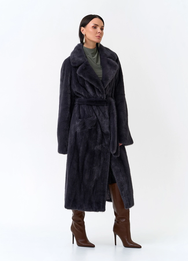 Женская шуба из меха норки с английским воротником модель № 33694 универмаг малина