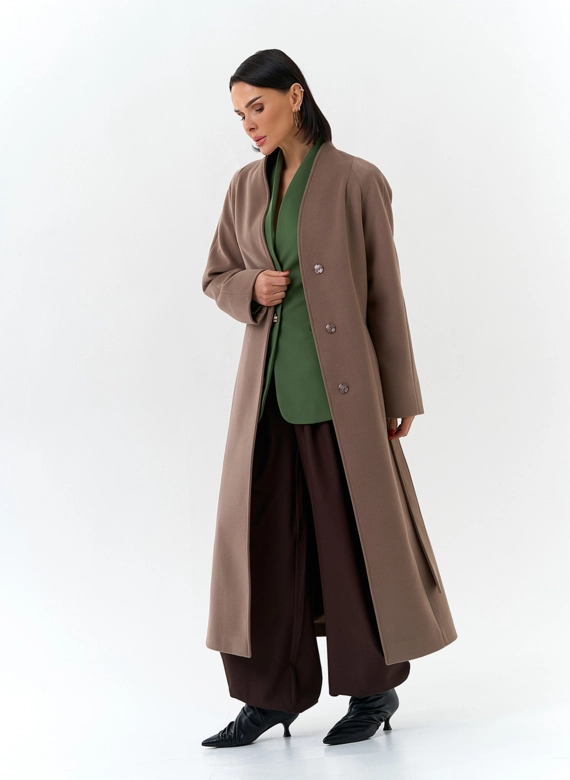 Женское пальто с поясом фото