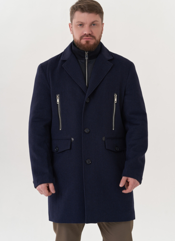 Мужское пальто синего цвета