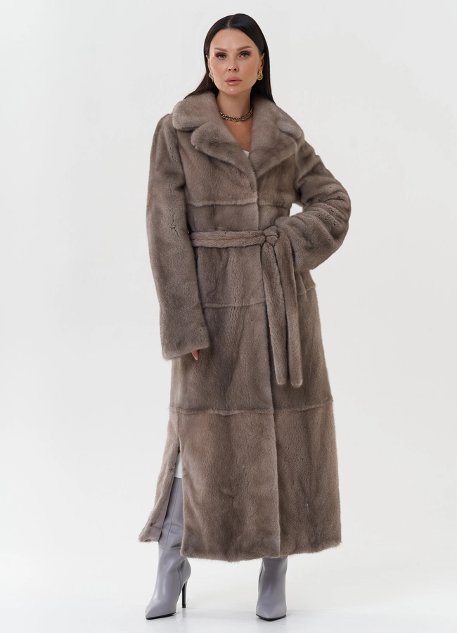 Длинная шуба из скандинавской норки модель № 28927 универмаг малина