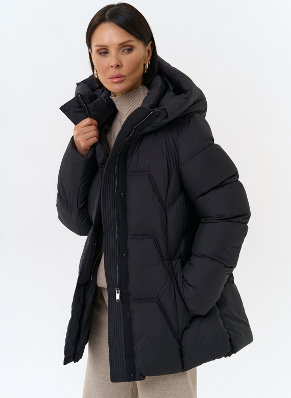 Женский пуховик с поясом