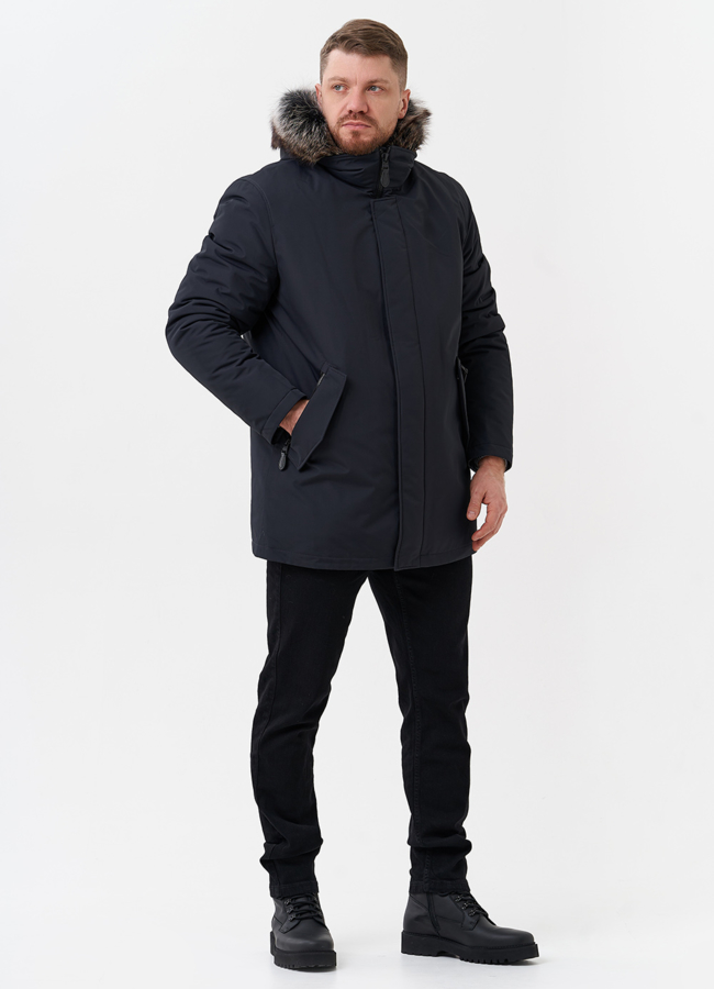 Парка мужская на мехе из волка модель № 29070 в кредит