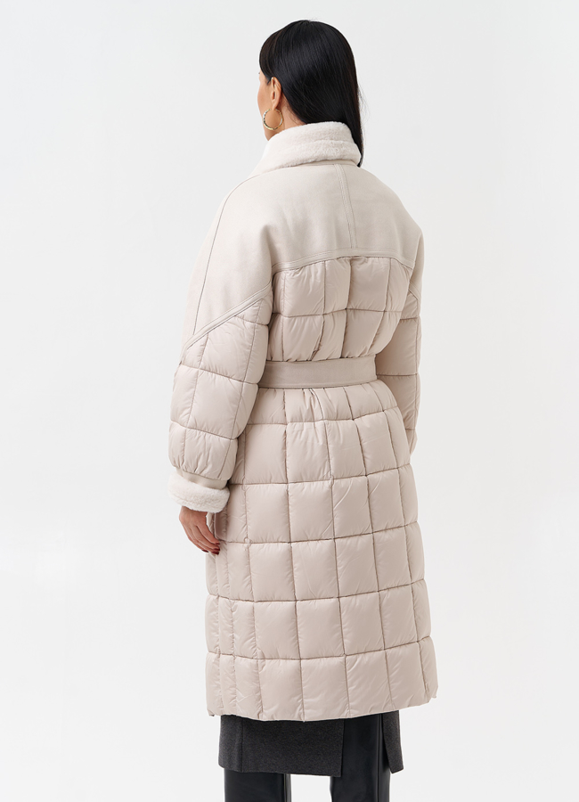 Комбинированный женский пуховик  модель № 27735 универмаг малина