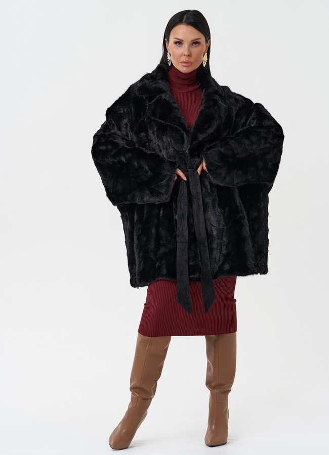 фото Шуба из меха норки с английским воротником модель № 28587