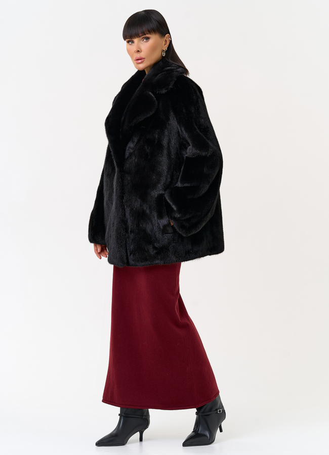 Женская шуба из скандинавской норки с английским воротником модель № 31637 универмаг малина