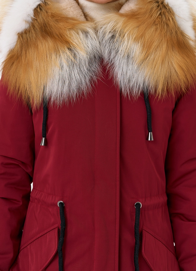 Женская парка с капюшоном из меха рыжей лисы модель № 31991 универмаг малина