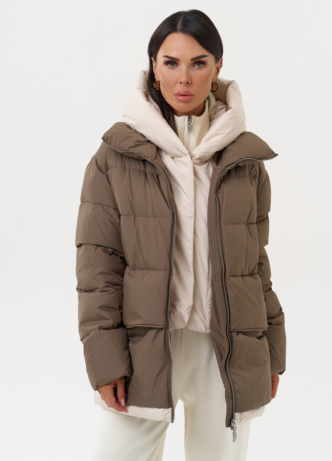 Женская зимняя куртка с капюшоном модель № 31291 меха малина