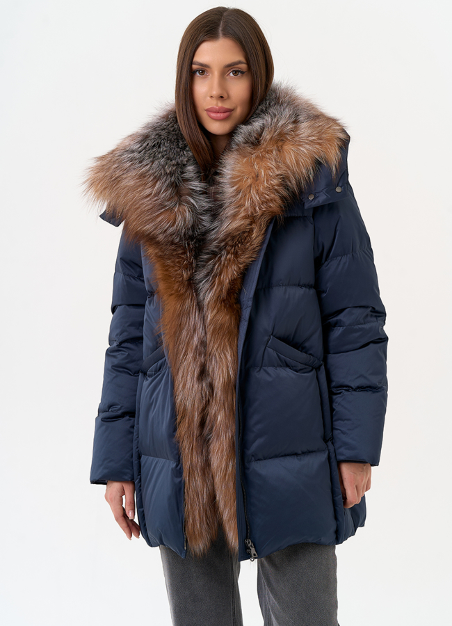 Женский пуховик с отделкой из меха блюфрост модель № 31441 в рассрочку